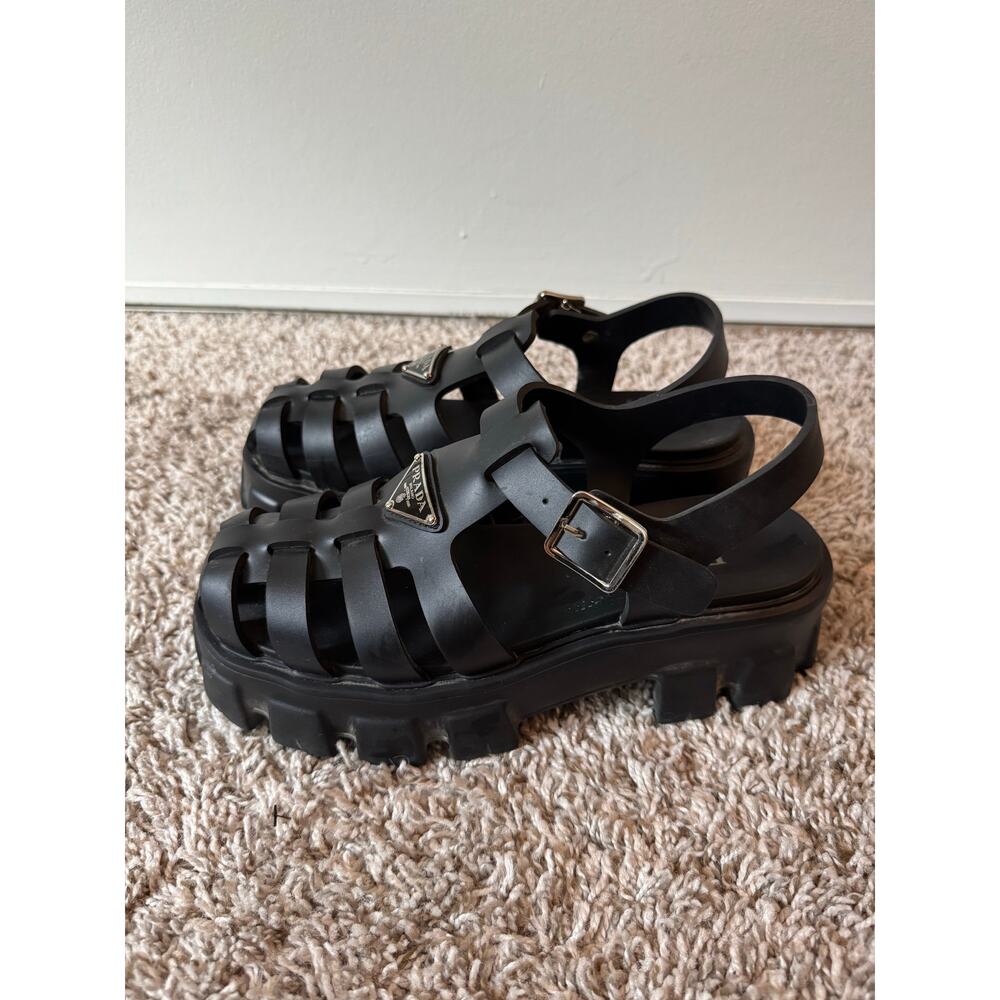 Prada 41 Rubber Monolith Sandals in Black - Picture 5 of 12